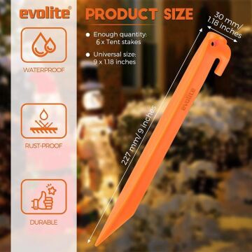 Evolite Arancio ABS 23cm Plastik Çadır Kazığı 6 ad.