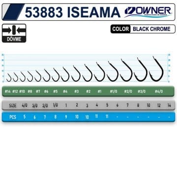 Owner 53883 Iseama Black Chrome Çupra Mercan Sazan Olta İğnesi