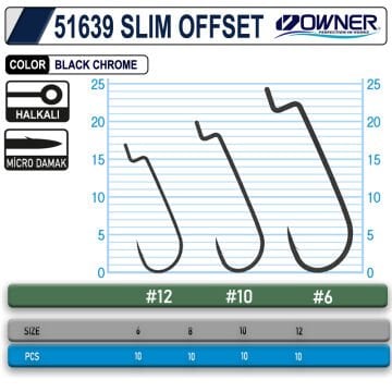 Owner 51639 Slim Offset Black Chrome Olta İğnesi