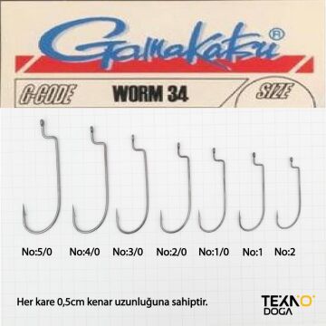Gamakatsu Worm 34 Siyah Olta İğnesi