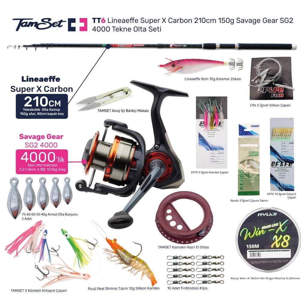 TAMSET SG2 4000 Super X Carbon 210cm 150g Tekne Olta Seti TT6