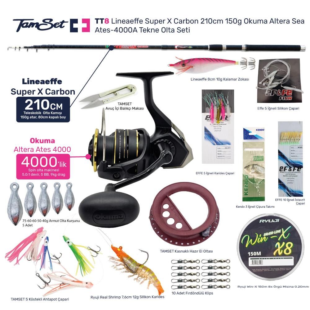 TAMSET Altera 4000 Super X Carbon 210cm 150g Tekne Olta Seti TT8