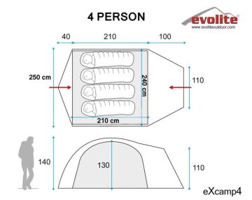 Evolite Excamp Pro 4 Kişilik 4 Mevsim Kamp Çadırı