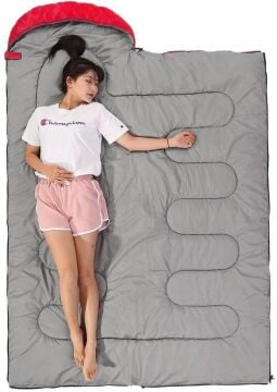 Evolite Camper Pro SQ 0C Kare Tipi Uyku Tulumu Kırmızı Sol