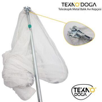TAMSET Teleskobik Katlanır Üçgen Balık Avı Kepçesi Metal Saplı
