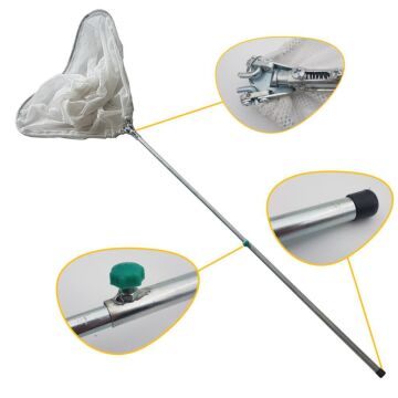 TAMSET Teleskobik Katlanır Üçgen Balık Avı Kepçesi Metal Saplı