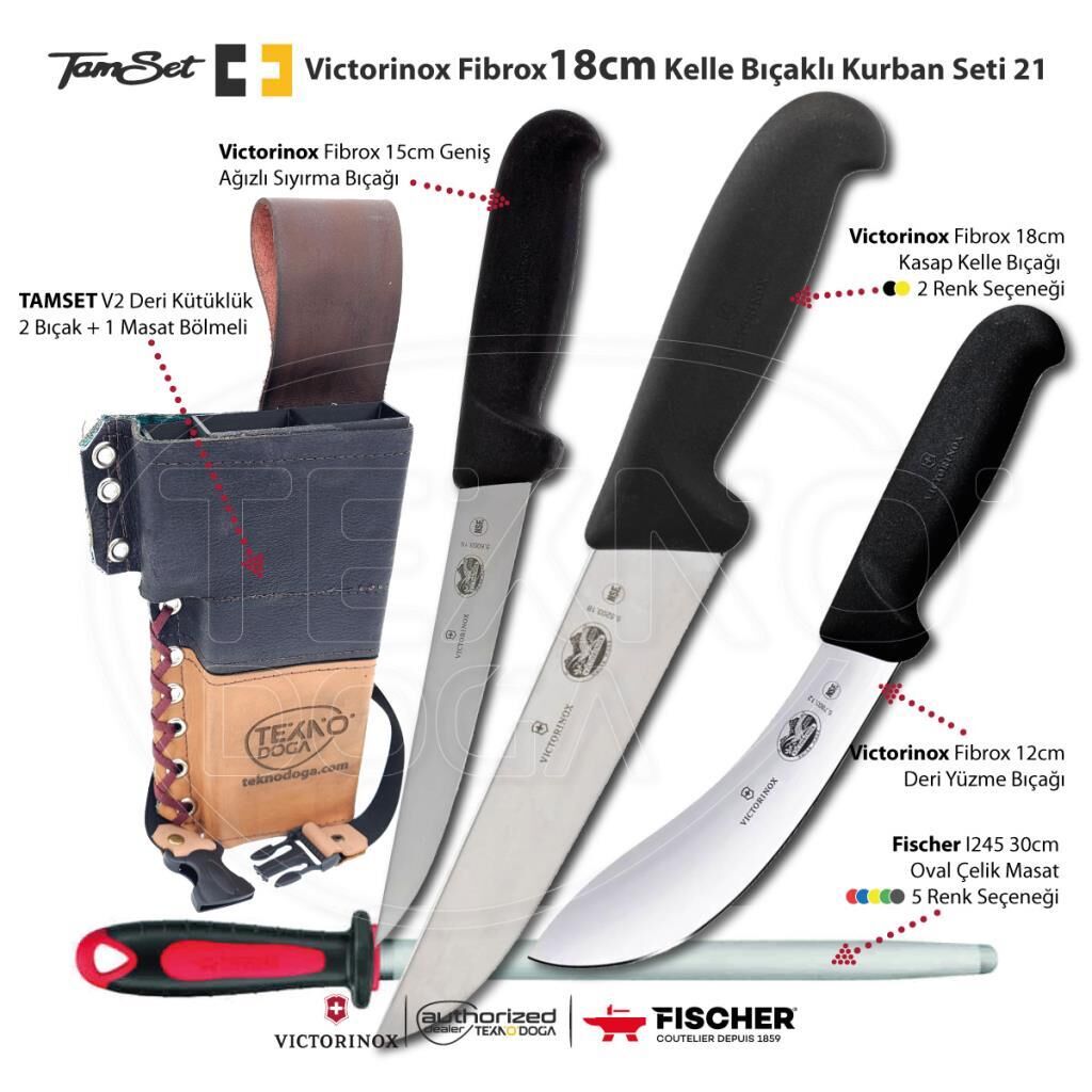 Victorinox Fibrox 18cm Kelle Bıçaklı Kurban Seti 21 V1803DX2