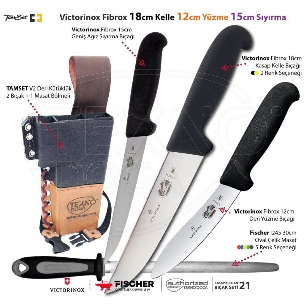 Victorinox Fibrox 18cm Kelle Bıçaklı Kurban Seti 21 V1803DX2