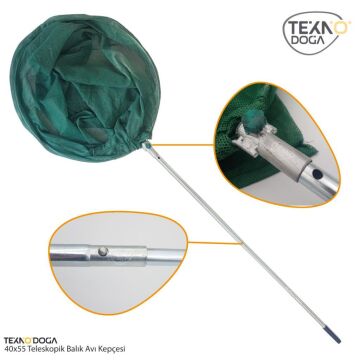TAMSET 40x55 Teleskobik Balık Avı Kepçesi Metal Saplı Yeşil