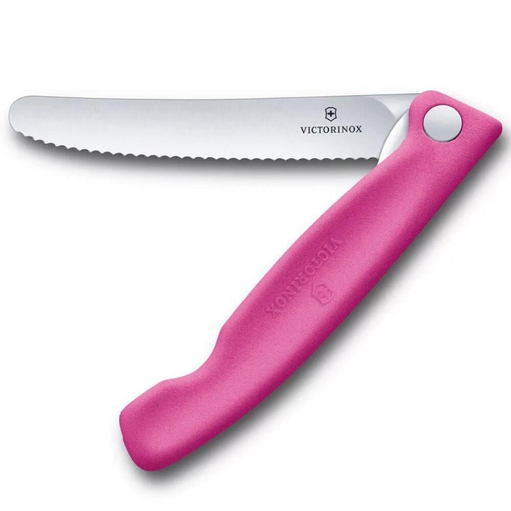 Victorinox 11cm Katlanır Tırtıklı Domates Bıçağı Pembe 6.7836.F5B