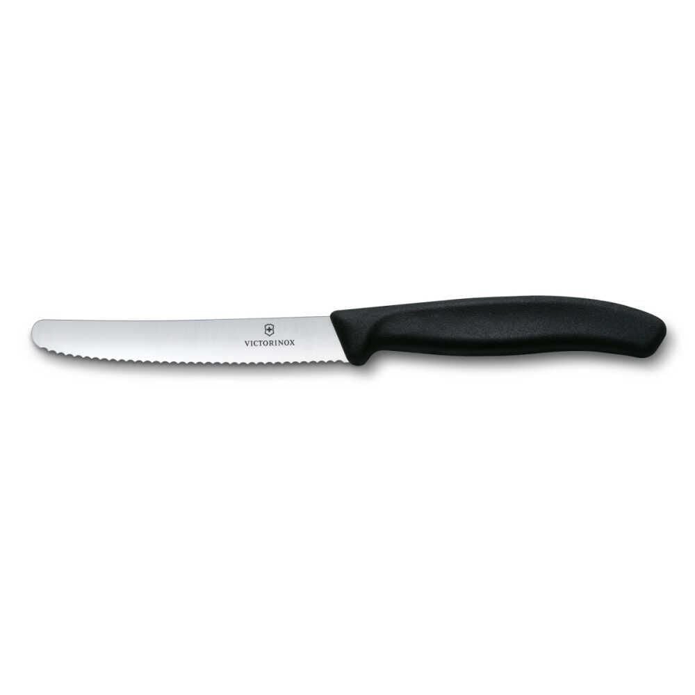 Victorinox 11cm Tırtıklı Domates ve Sofra Bıçağı Siyah