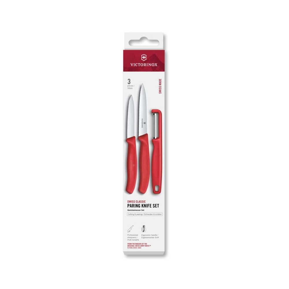 Victorinox Üçlü Bıçak ve Soyacak Seti 6.7111.33C1 Kırmızı