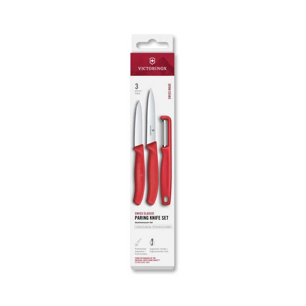Victorinox Üçlü Bıçak ve Soyacak Seti 6.7111.33C1 Kırmızı