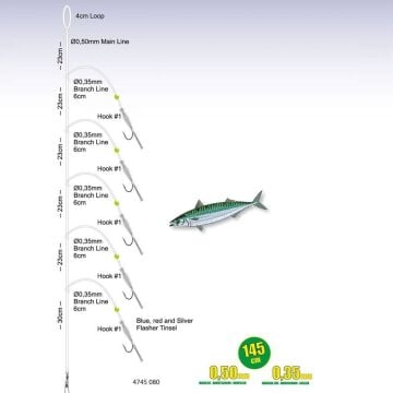 SPRO Mackerel Shrimp 5 İğneli Karides Köstek No 1