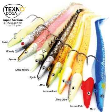Japanese Levrek Sasi Sardine Sandeel Silikon Yem 21,5g 11cm Glow