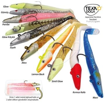 Japanese Levrek Sasi Sardine Sandeel Silikon Yem 21,5g 11cm Glow
