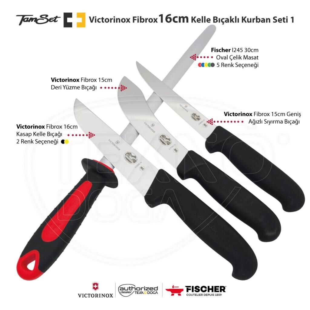 TAMSET Victorinox Fibrox 16cm Kelle Bıçaklı Kurban Seti 1