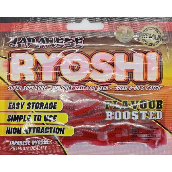 Japanese Ryoshi 12cm Elma Aromalı LRF Silikon Yem Kırmızı