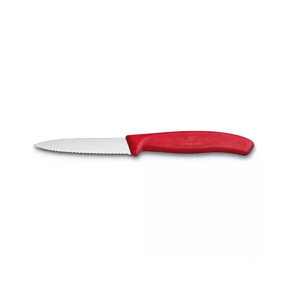 Victorinox 8cm Tırtıklı Soyma Doğrama Bıçağı Kırmızı
