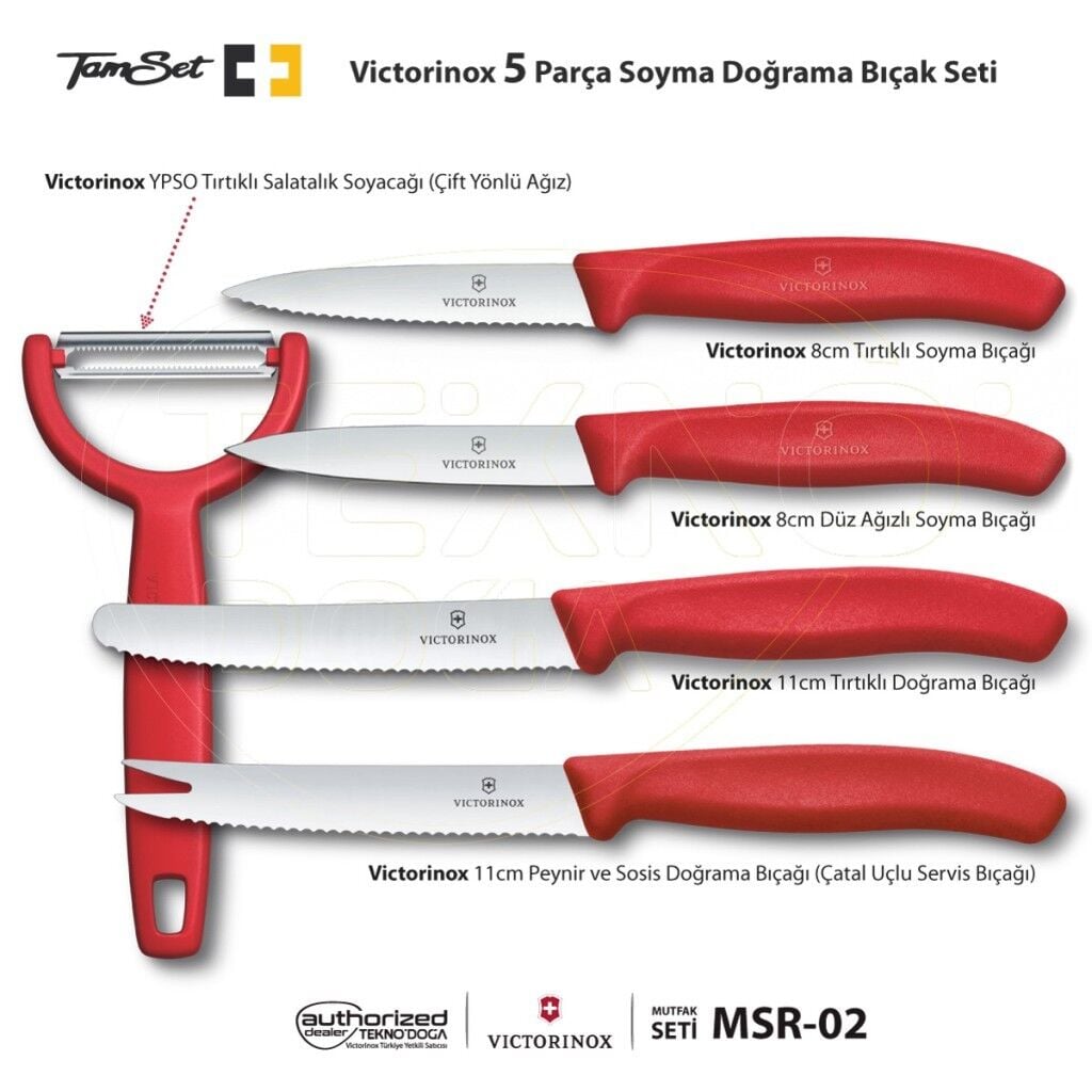 TAMSET Victorinox 5'li Meyve Sebze Bıçak ve Soyacak Seti MSR-02