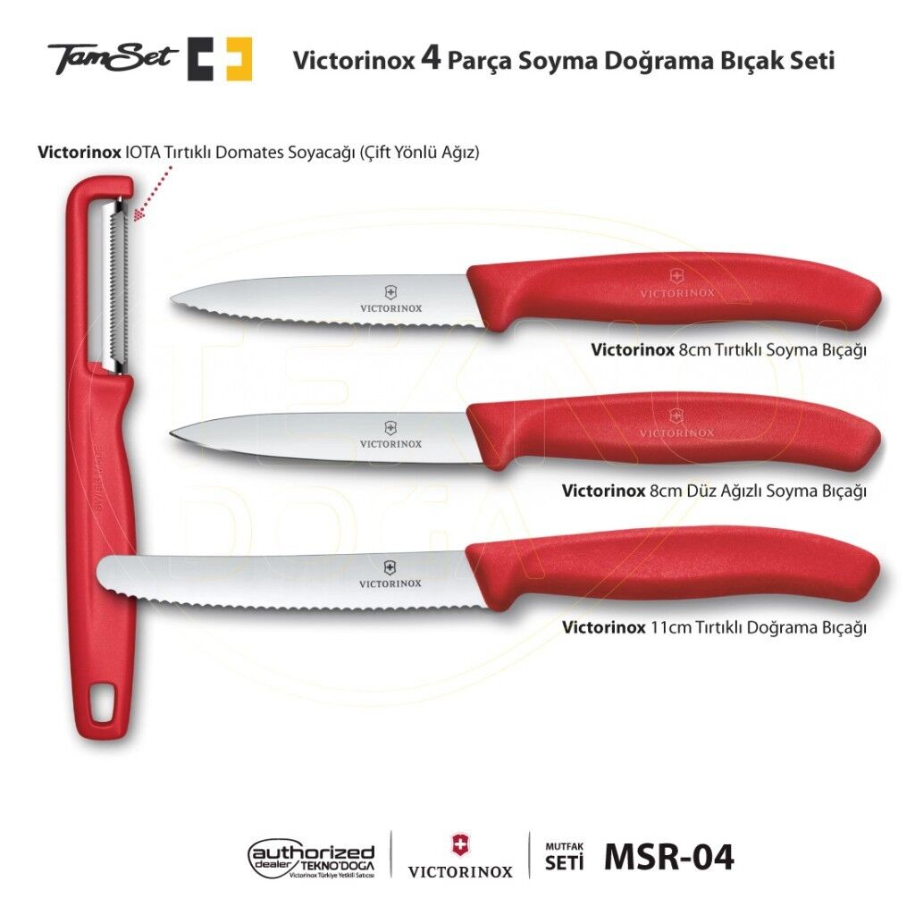 TAMSET Victorinox 4'lü Meyve Sebze Bıçak ve Soyacak Seti MSR-04