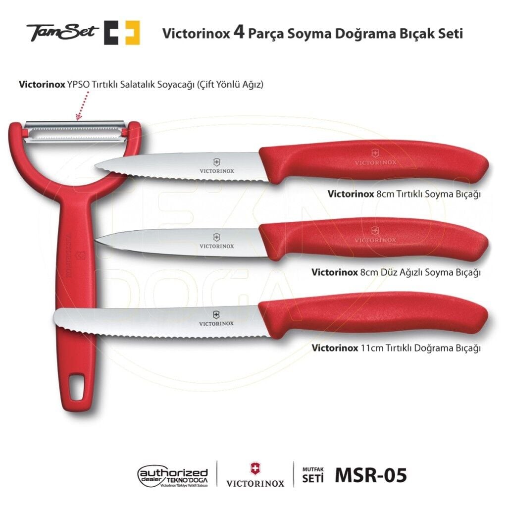 TAMSET Victorinox 4'lü Meyve Sebze Bıçak ve Soyacak Seti MSR-05