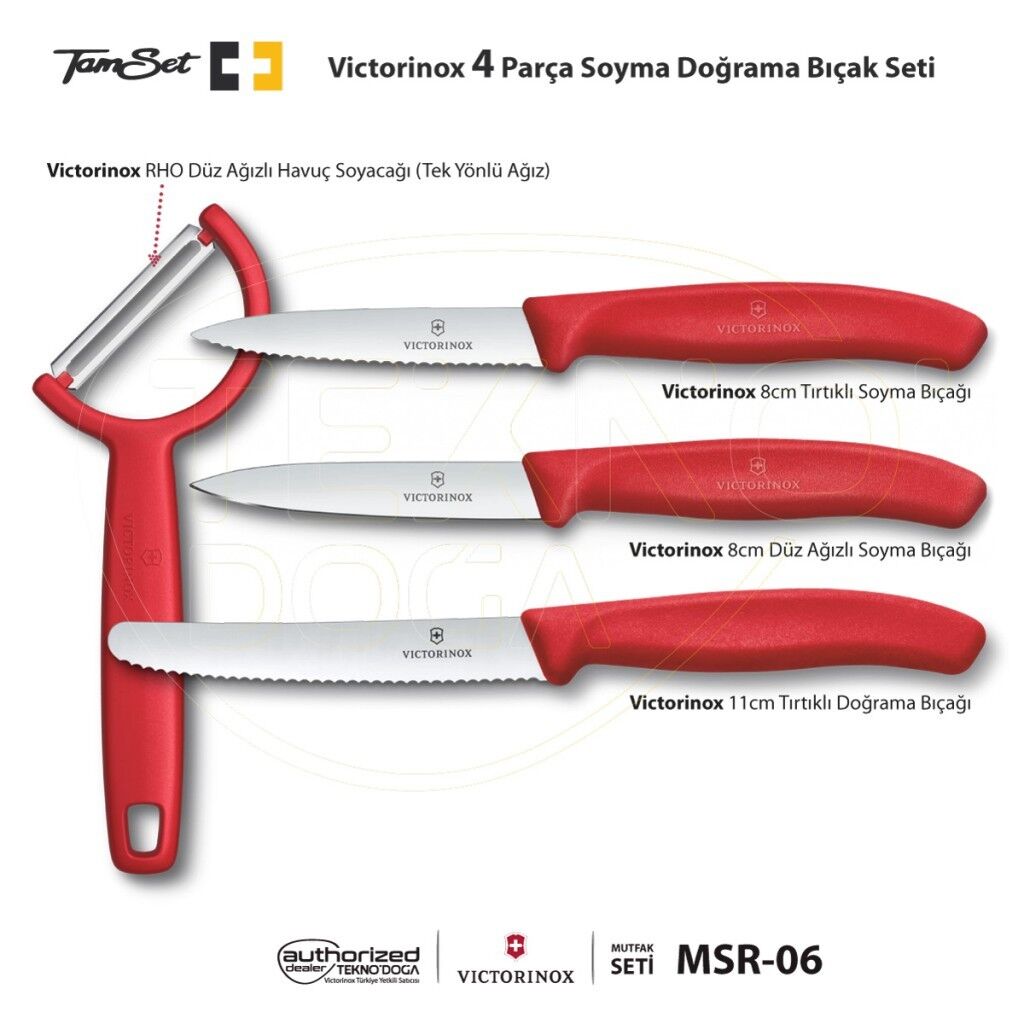 TAMSET Victorinox 4'lü Meyve Sebze Bıçak ve Soyacak Seti MSR-06