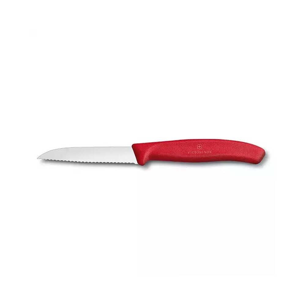 Victorinox 8cm Tırtıklı Meyve Sebze Soyma Doğrama Bıçağı Kırmızı