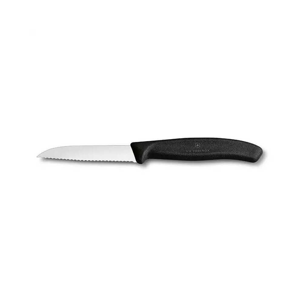 Victorinox 8cm Tırtıklı Meyve Sebze Soyma Doğrama Bıçağı Siyah