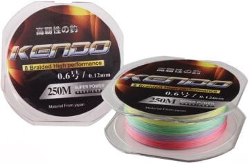 Kendo Dynema 8x 8 Kat PE Örgü İp Misina 250m Renkli Olta Misinası