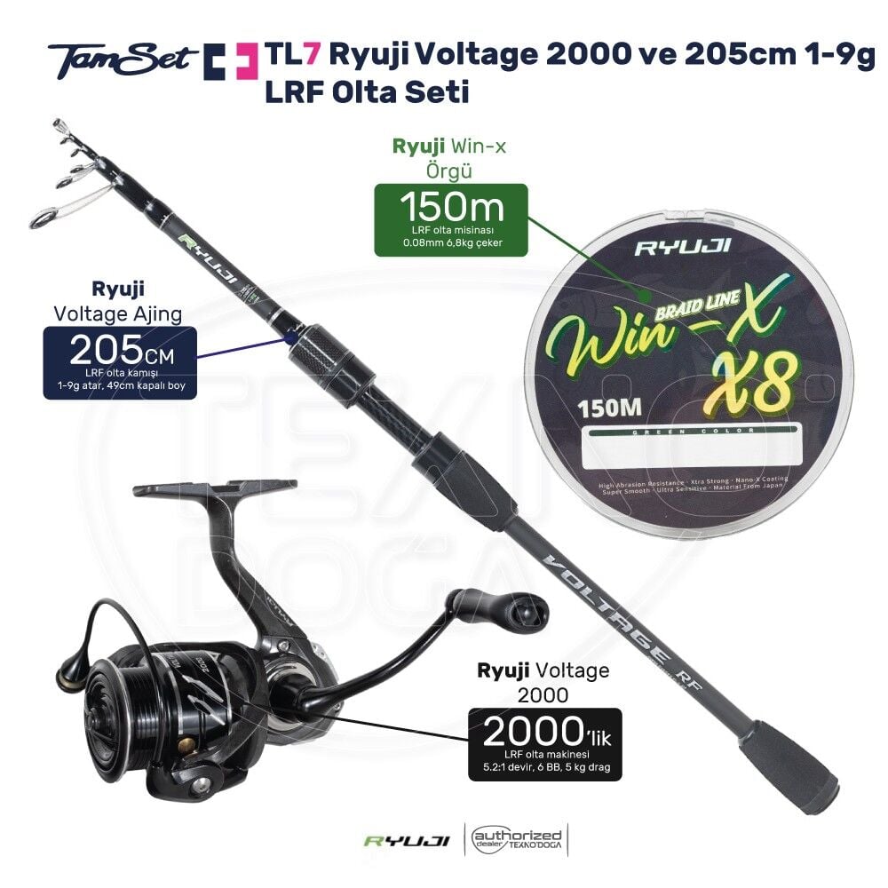 TAMSET Ryuji Voltage 2000 ve 205cm 1-9g LRF Olta Seti TL7