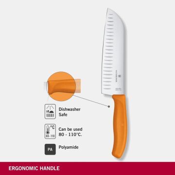 Victorinox SwissClassic 17cm Santoku Bıçağı Oluklu 6.8526.17L9B Turuncu