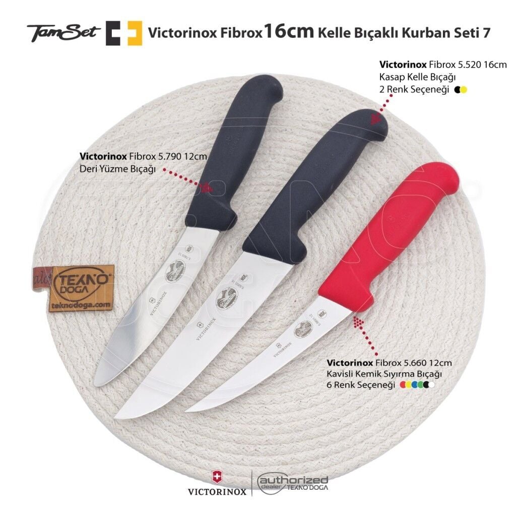 Victorinox Fibrox 16cm Kelle Bıçaklı Kurban Seti 7