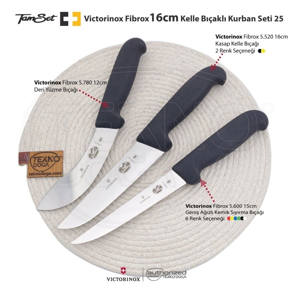 Victorinox Fibrox 16cm Kelle Bıçaklı Kurban Seti 25