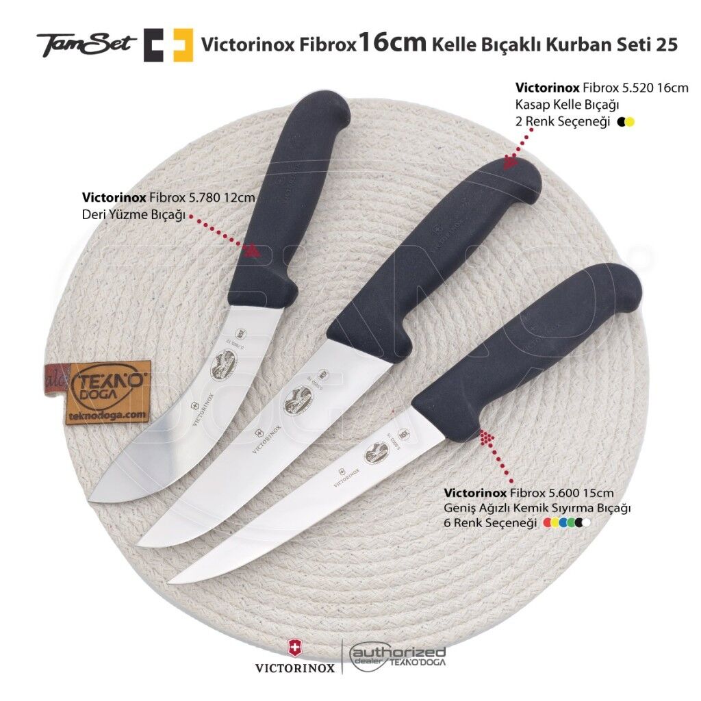 Victorinox Fibrox 16cm Kelle Bıçaklı Kurban Seti 25