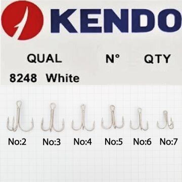 Kendo Treble 3'lü Olta İğnesi 8248 Beyaz Krom Çelik Üçlü İğne No:6 100 Adet