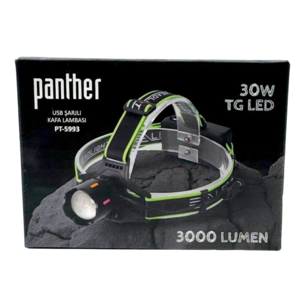 Panther 3000 Lümen TG LED USB Şarjlı Kafa Lambası PT-5993