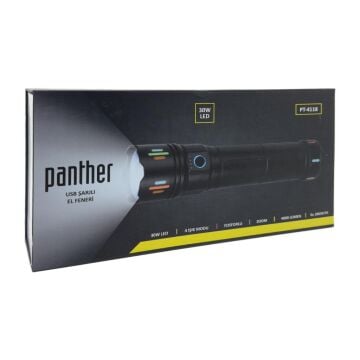 Panther 4000 Lümen LED USB Şarjlı El Feneri PT-4118