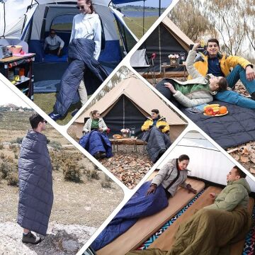 KingCamp Smart 540 Giyilebilir Panço Kamp Battaniyesi Siyah