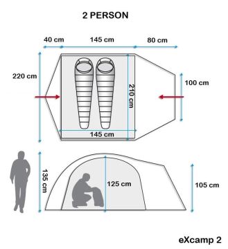 Evolite Excamp Pro 2 Kişilik 4 Mevsim Kamp Çadırı