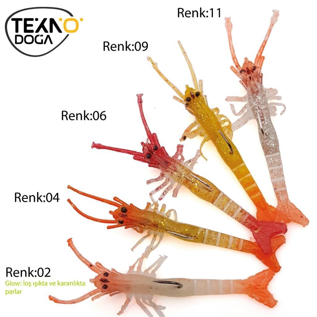 EFFE Caridina Karides 8cm 7g Silikon Suni Yem 5 Renkli Set