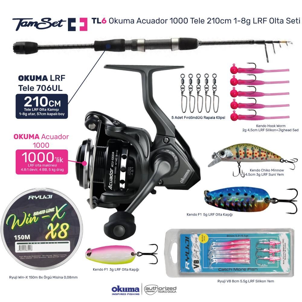 TAMSET Okuma Acuador 1000 Tele 706UL 210cm 1-8g LRF Olta Seti TL6