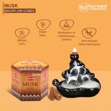 HEM Musk Backflow Geri Akışlı Konik Şelale Tütsü 40ad Misk