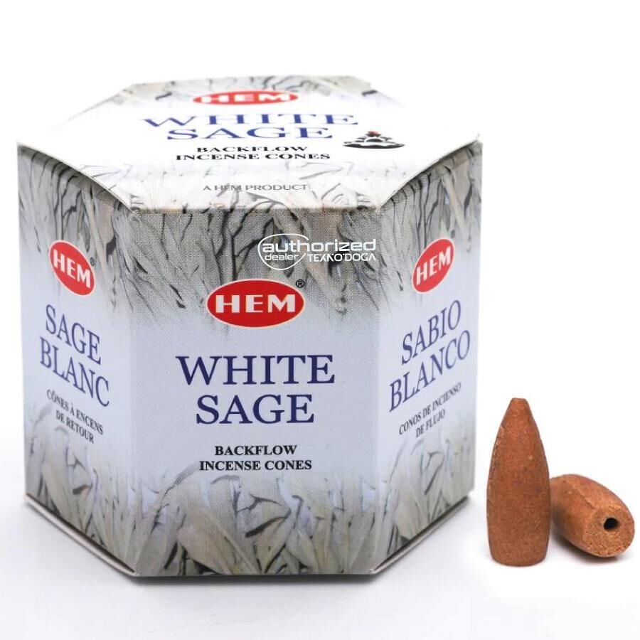 HEM White Sage Backflow Geri Akışlı Konik Şelale Tütsü 40ad