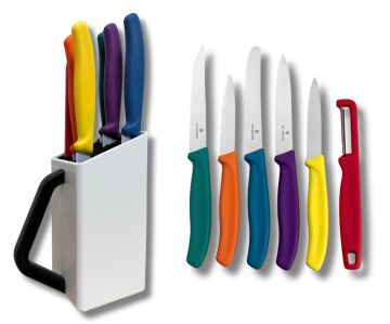 Victorinox 6.7126.6C1 SwissClassic 7'li Soyma Bıçağı Blok Set Renkli