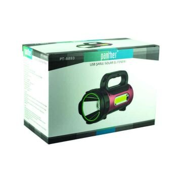 PANTHER 1000 Lümen Kamp Lambası USB Solar Şarjlı Fener PT-8893