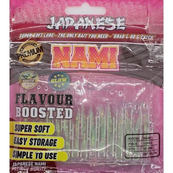 Japanese Nami 3cm Aromalı LRF Silikon Yem 307 Glow 15ad.