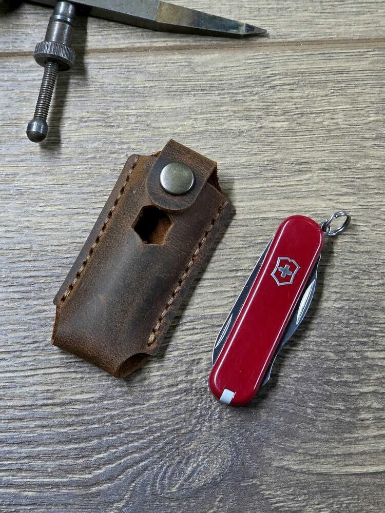 TAMSET Victorinox 58mm Çakılar İçin Deri Kılıf Koyu Kahve