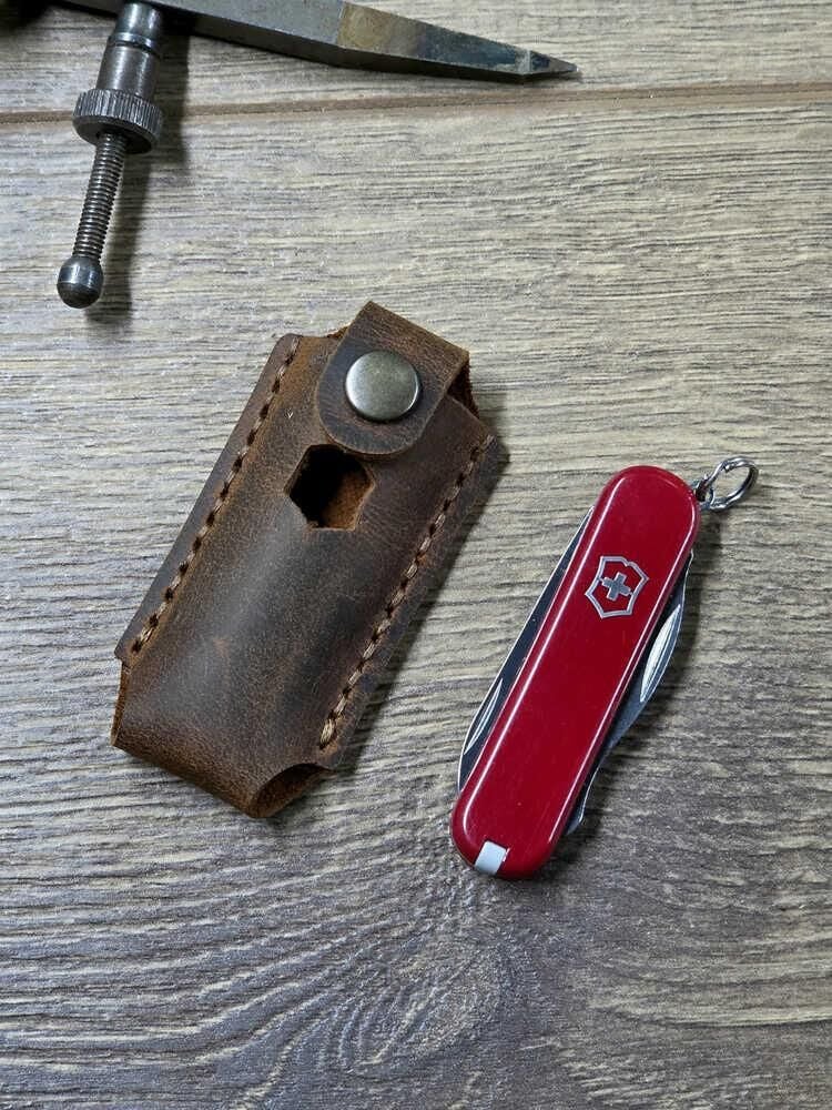 TAMSET Victorinox 58mm Çakılar İçin Deri Kılıf Koyu Kahve