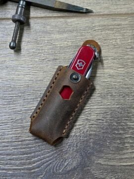 TAMSET Victorinox 58mm Çakılar İçin Deri Kılıf Koyu Kahve